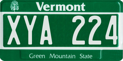 VT license plate XYA224