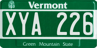 VT license plate XYA226