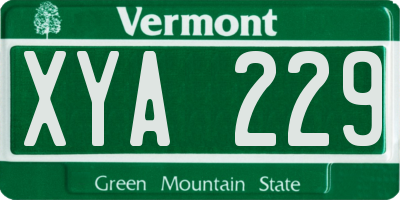 VT license plate XYA229