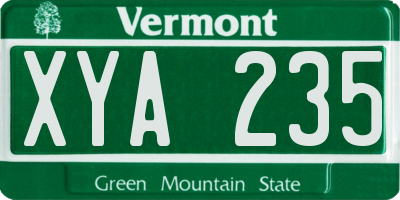 VT license plate XYA235