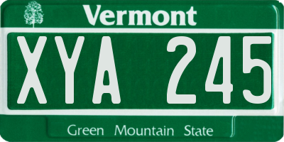 VT license plate XYA245