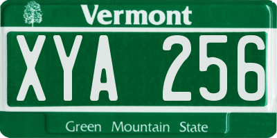 VT license plate XYA256