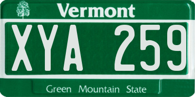VT license plate XYA259
