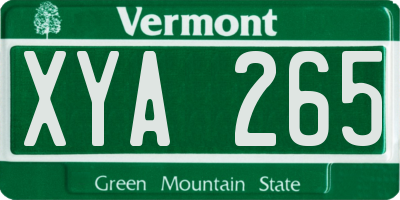 VT license plate XYA265