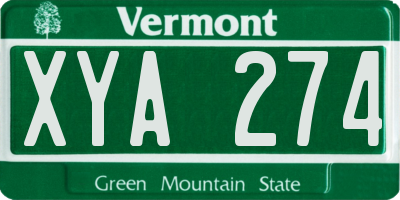 VT license plate XYA274