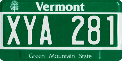 VT license plate XYA281