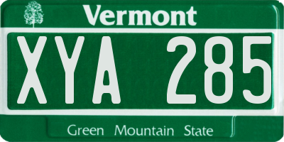 VT license plate XYA285