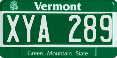 VT license plate XYA289