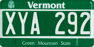 VT license plate XYA292