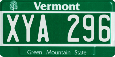 VT license plate XYA296