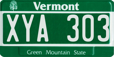 VT license plate XYA303