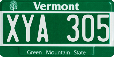 VT license plate XYA305