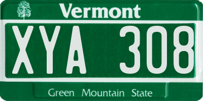 VT license plate XYA308