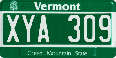 VT license plate XYA309
