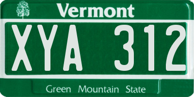 VT license plate XYA312