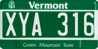 VT license plate XYA316