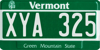 VT license plate XYA325