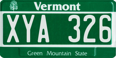 VT license plate XYA326