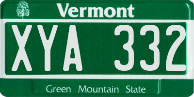 VT license plate XYA332