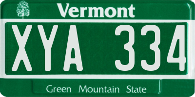 VT license plate XYA334
