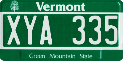 VT license plate XYA335