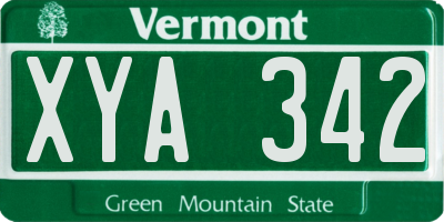 VT license plate XYA342