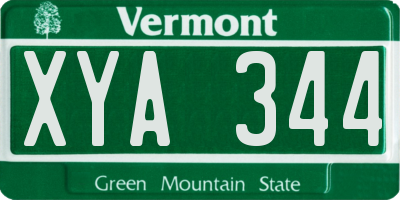 VT license plate XYA344