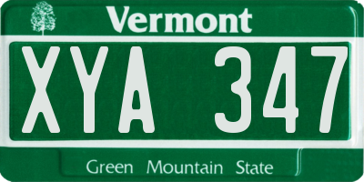 VT license plate XYA347