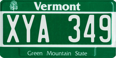 VT license plate XYA349