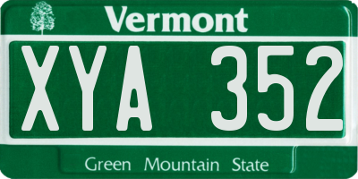 VT license plate XYA352