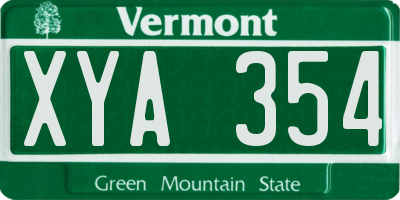 VT license plate XYA354
