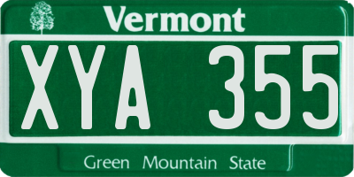 VT license plate XYA355