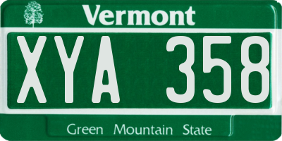 VT license plate XYA358