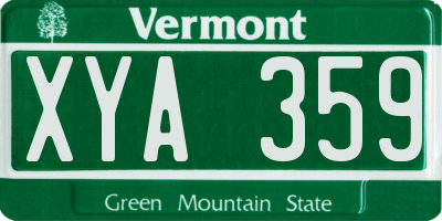VT license plate XYA359