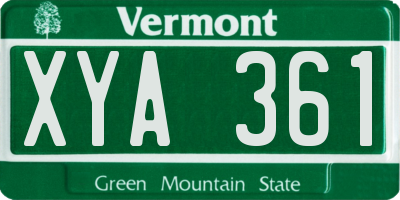VT license plate XYA361