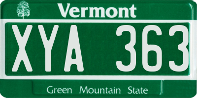 VT license plate XYA363
