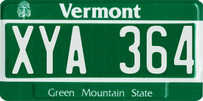 VT license plate XYA364