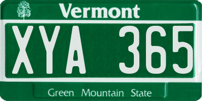 VT license plate XYA365