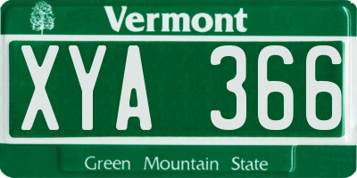 VT license plate XYA366