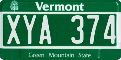 VT license plate XYA374