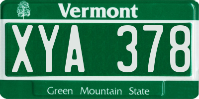 VT license plate XYA378