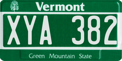VT license plate XYA382