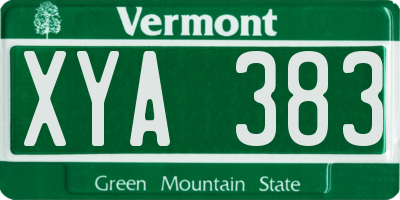VT license plate XYA383