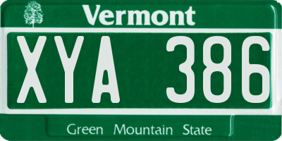 VT license plate XYA386