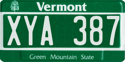 VT license plate XYA387