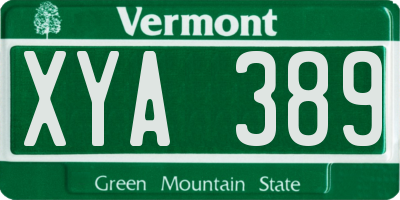 VT license plate XYA389