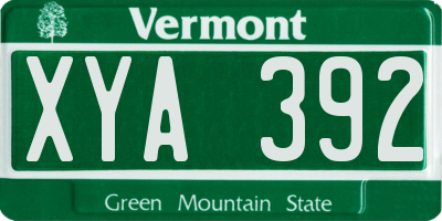 VT license plate XYA392