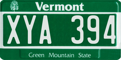 VT license plate XYA394
