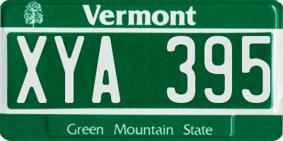 VT license plate XYA395