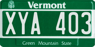 VT license plate XYA403